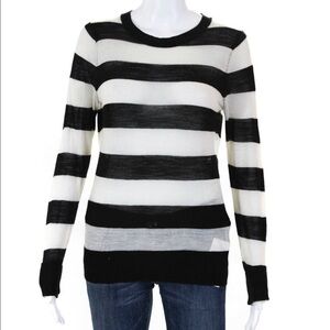 A.L.C. Wool Striped Cut Out Back Crew Neck Long Sleeve Sweater M